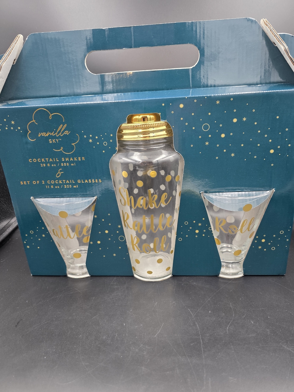 Gold Polka Dot Cocktail Shaker & Glasses Set